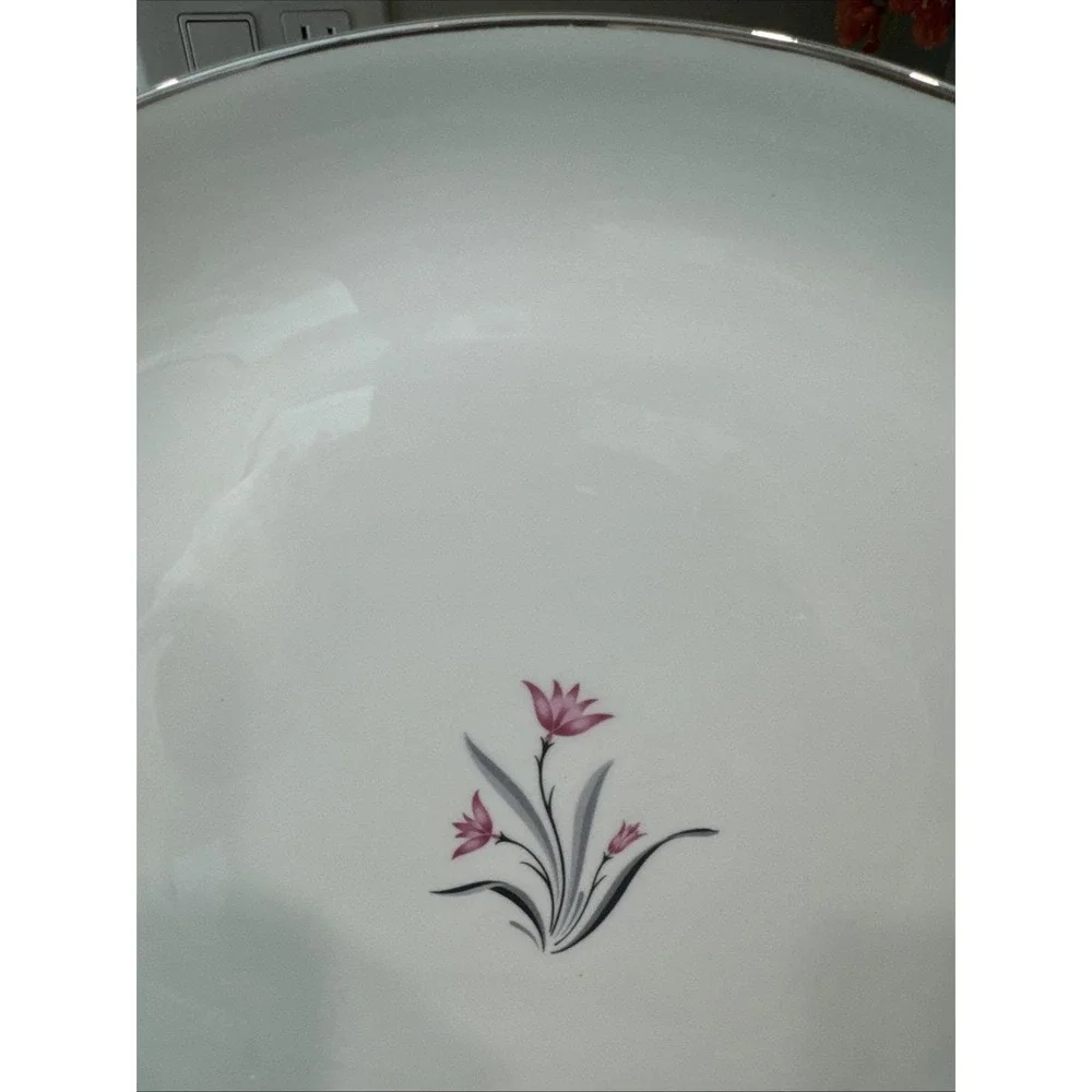 Vintage Syracuse China Alpine Serving Platter Pink‎ Floral Made USA 12 Inch Oval
